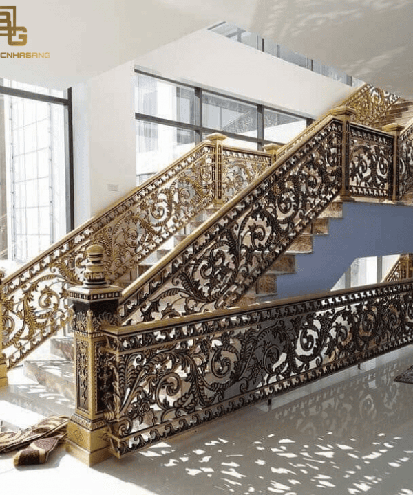 Cầu thang nhôm đúc cho biệt thự